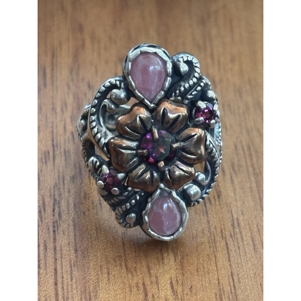 Carolyn Pollack 925 Silver & Copper 0.73tcw Rhodochrosite Ring Size 7.25